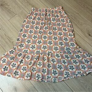 Wild Daisy Boho Floral Midi Ruffle Skirt